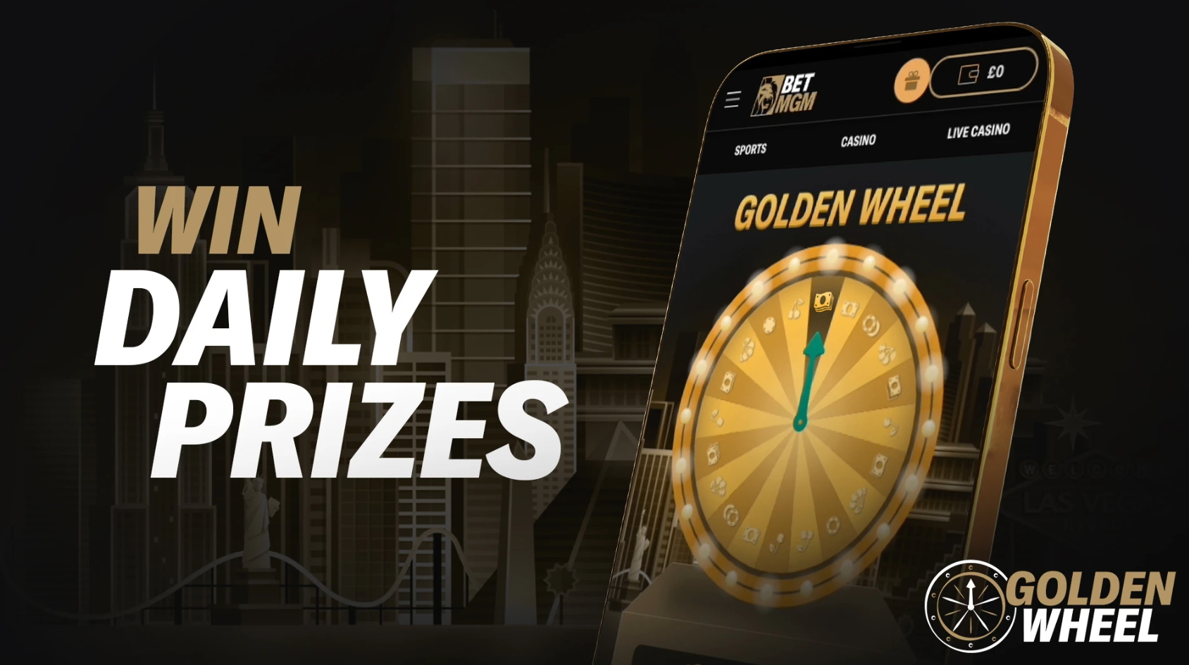 BetMGM's Golden Wheel, which offers a free chance to win daily prizes